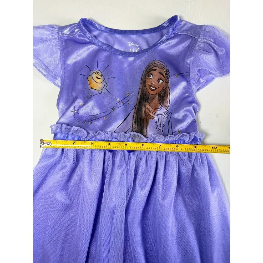 Disney Wish Asha/Star Nightgown Toddler Girls Size 5T Purple Fantasy Dress Gown